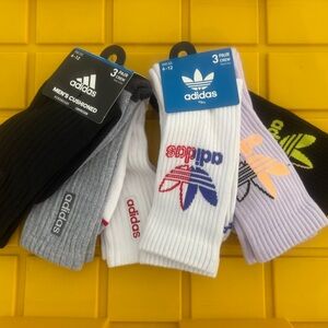 adidas 6 Pairs Men's Crew Socks - Black, Gray, White, Lavender